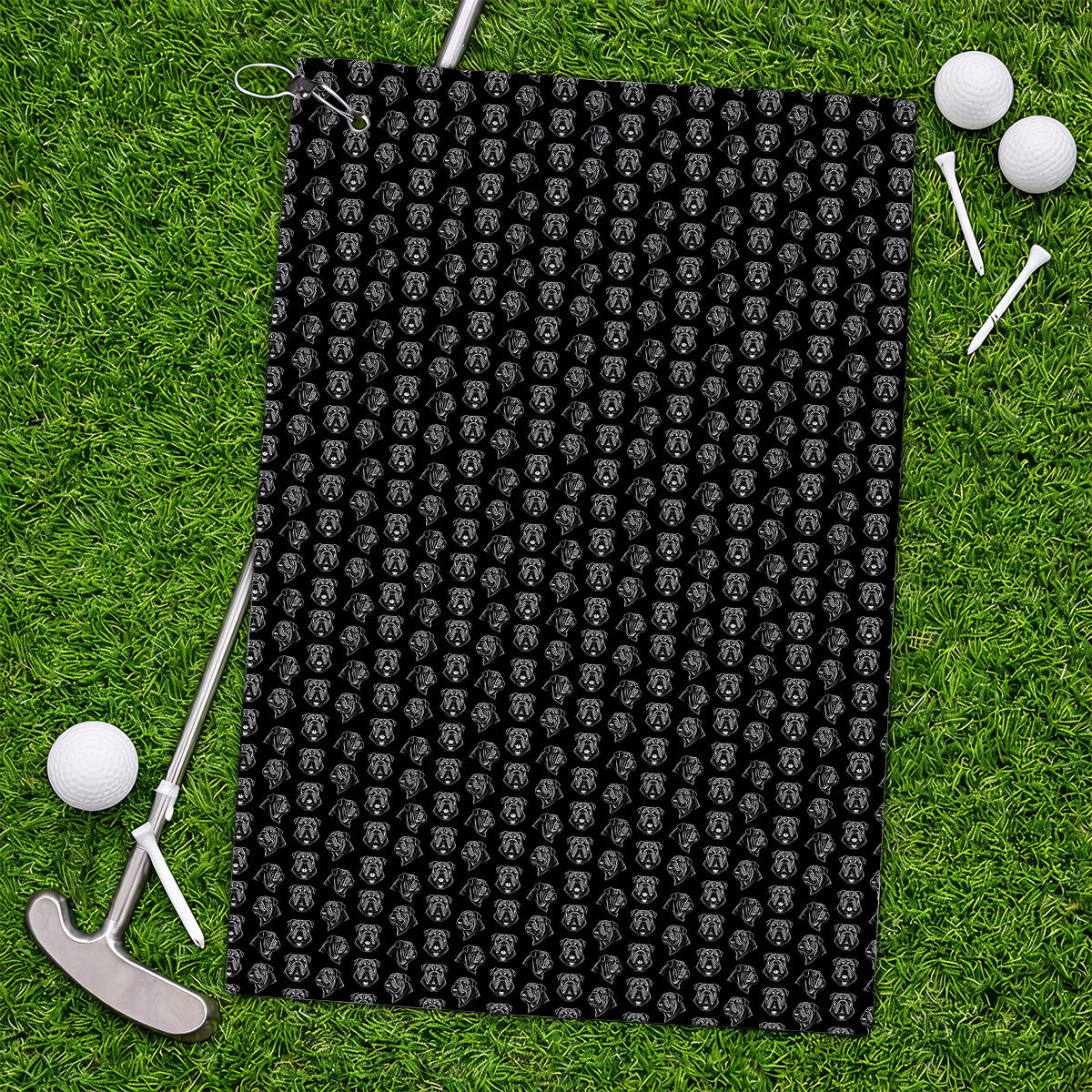 English Bulldog Golf Pattern Towels, Bulldog Golf Towel, Crazy Golf Gift For Golfers