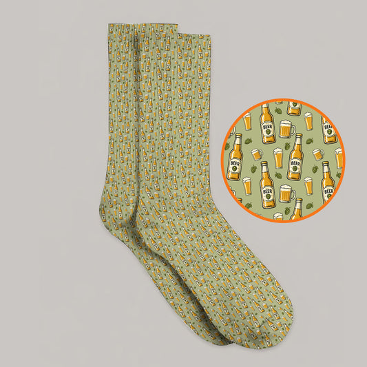 Beer Pattern Golf Sock, Funny Beer Golf Socks, Golf Gift For Beer Lovers