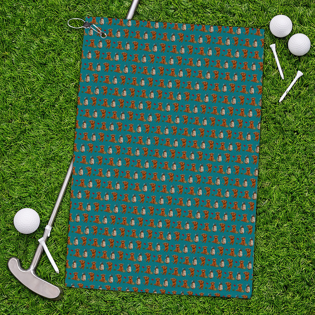 Funny Highland Cow Golf Towel, Highland Cow Pattern Golf Towels, Golf Gift For Golfer