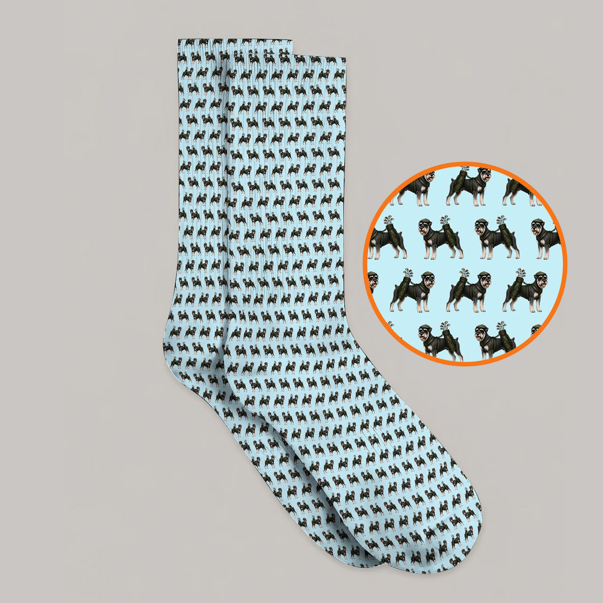 Miniature Schnauzer Golf Cart Sock, Funny Golf Schnauzer Pattern Golf Socks, Gift For Golf Lovers