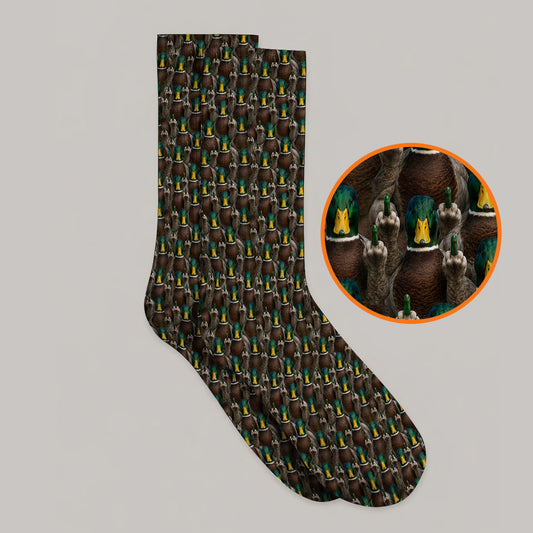 Funny Mallard Duck Pattern Socks, Rebel Duck Hunting Golf Sock, Golf Gift For Golfer