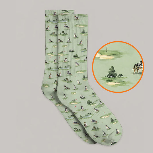 Australian Shepherd Golf Socks, Aussie Dog Pattern Golf Sock, Funny Golf Gift For Golfer