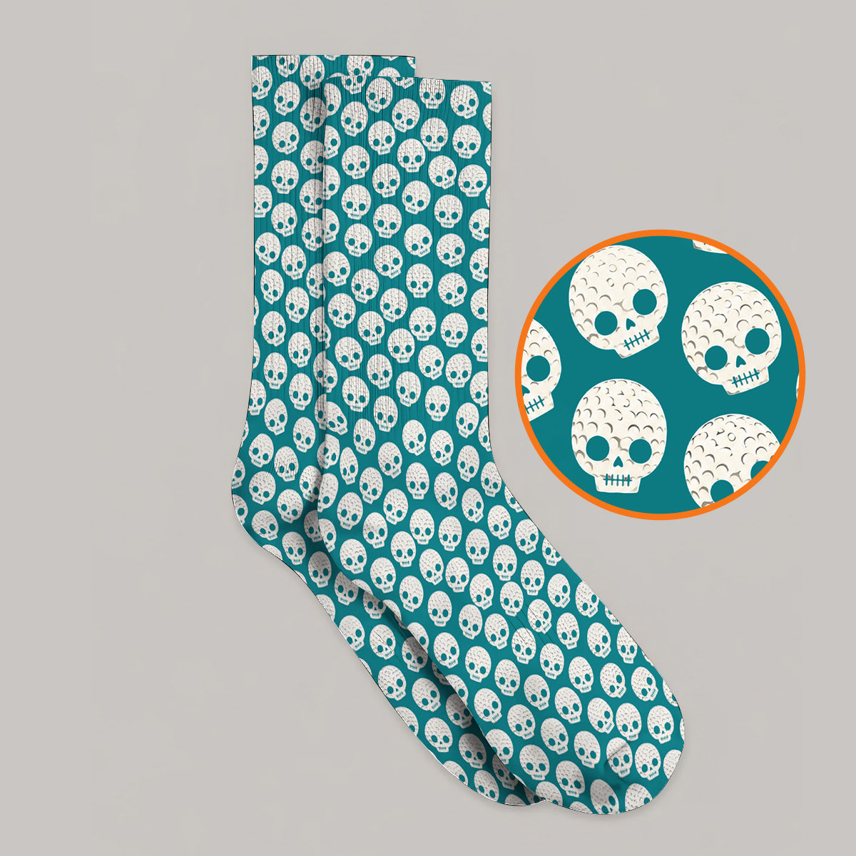 Crazy Skeleton Golf Socks, Skeleton Pattern Golf Sock, Golf Gift For Golfer