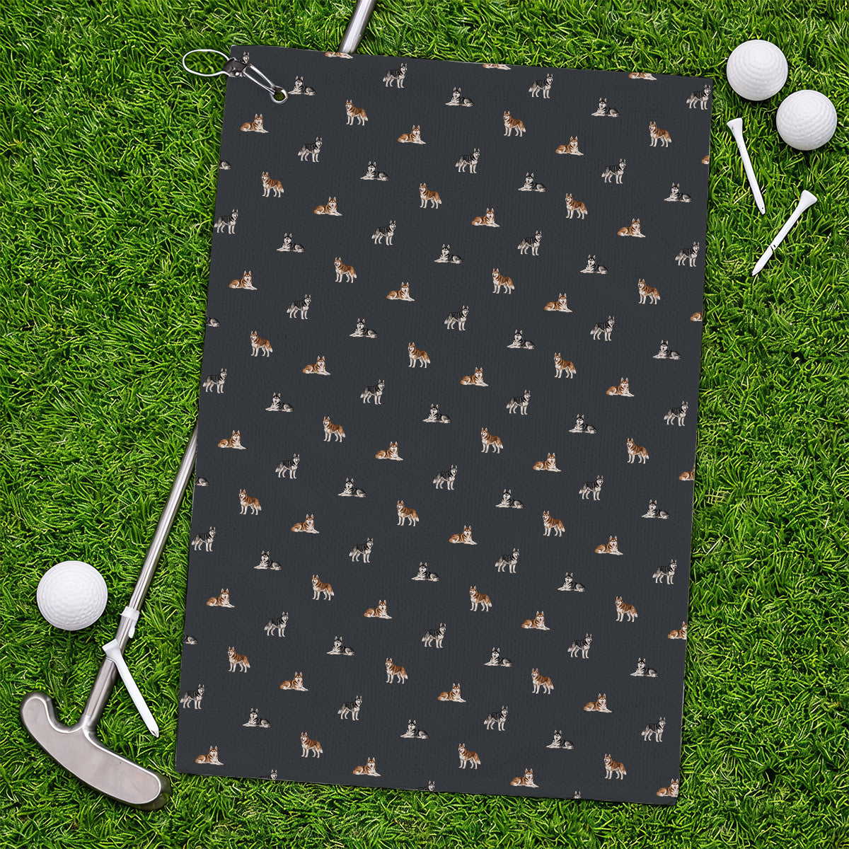 Funny Husky Sibir Golf Towel, Husky Pattern Golf Towels For Golfer, Golf Gift For Dog Lover