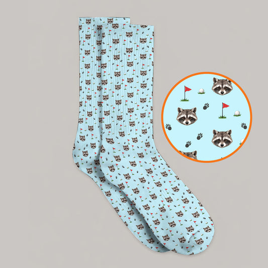 Funny Raccoon Golf Socks, Raccoon Pattern Golf Sock, Golf Gift For Golfers