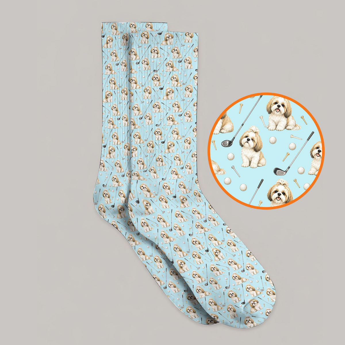 Shih Tzu Golf Socks, Cute Shih Tzu Pattern Golf Sock, Crazy Golf Gift For Golfer