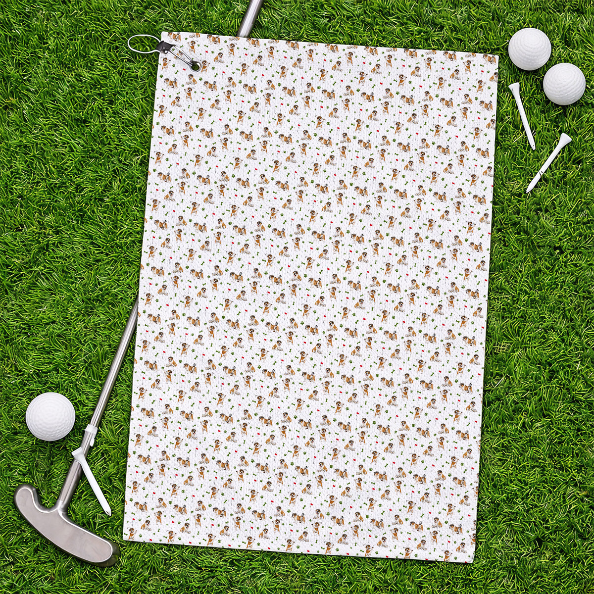 Funny Bulldog Golf Pattern Towels, English Bulldog Golf Towel, Golf Gift For Golfer