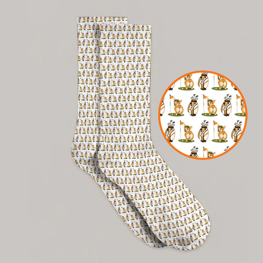 Funny Corgi Golf Socks, Corgi Pattern Golf Sock, Golf Gift For Golfer
