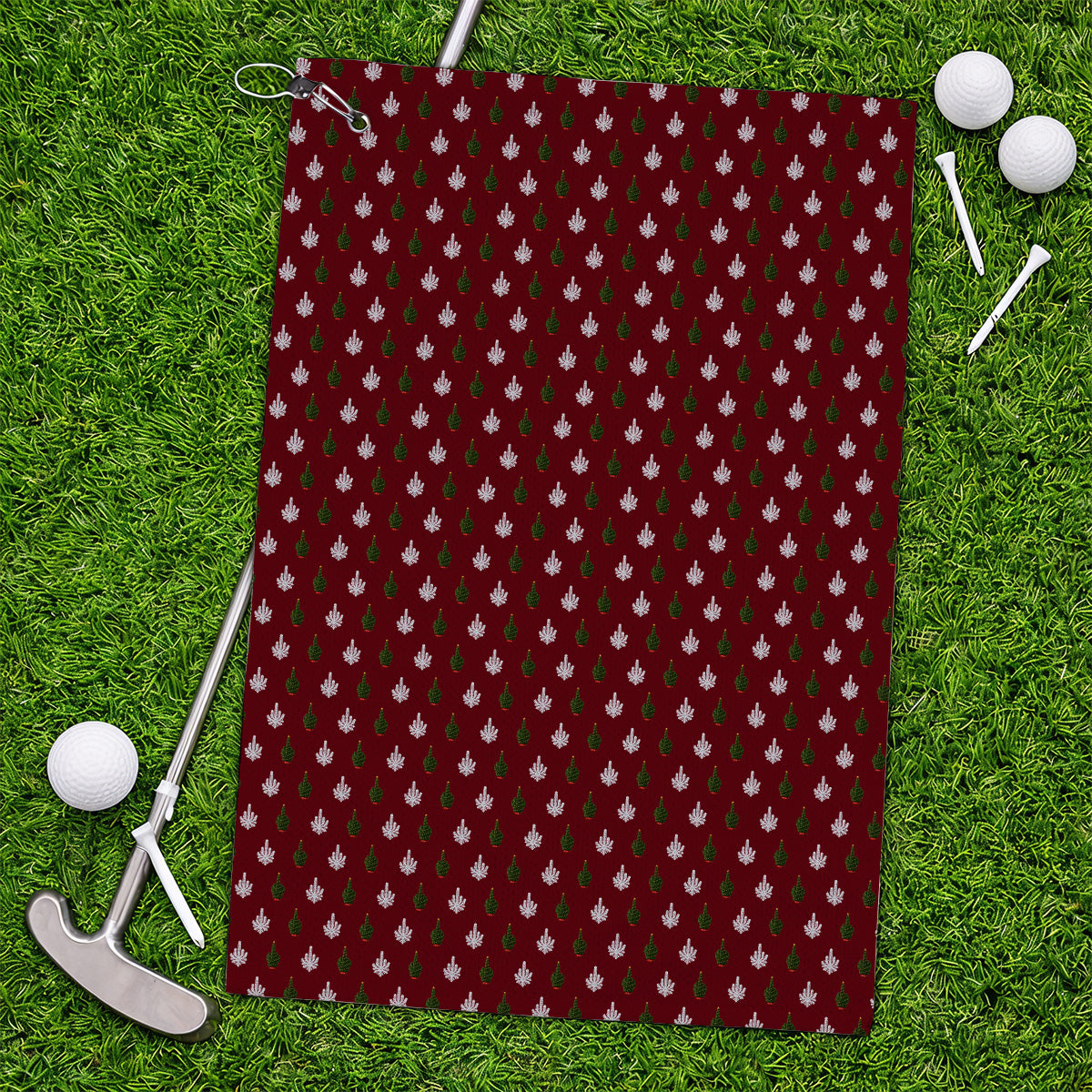 Christmas Tree Pattern Golf Towels, Xmas Golf Towel, Funny Golf Gift For Golfer
