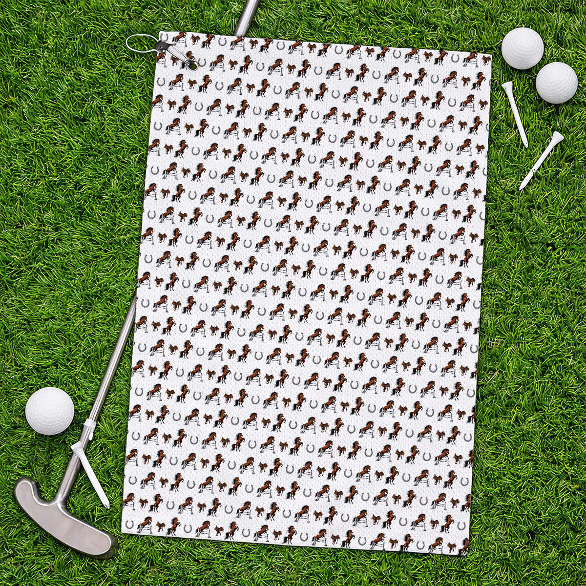 Funny Horse Golf Pattern Towel, American Quarter Horse Golf Towels, Western Horse Gift for Golfers