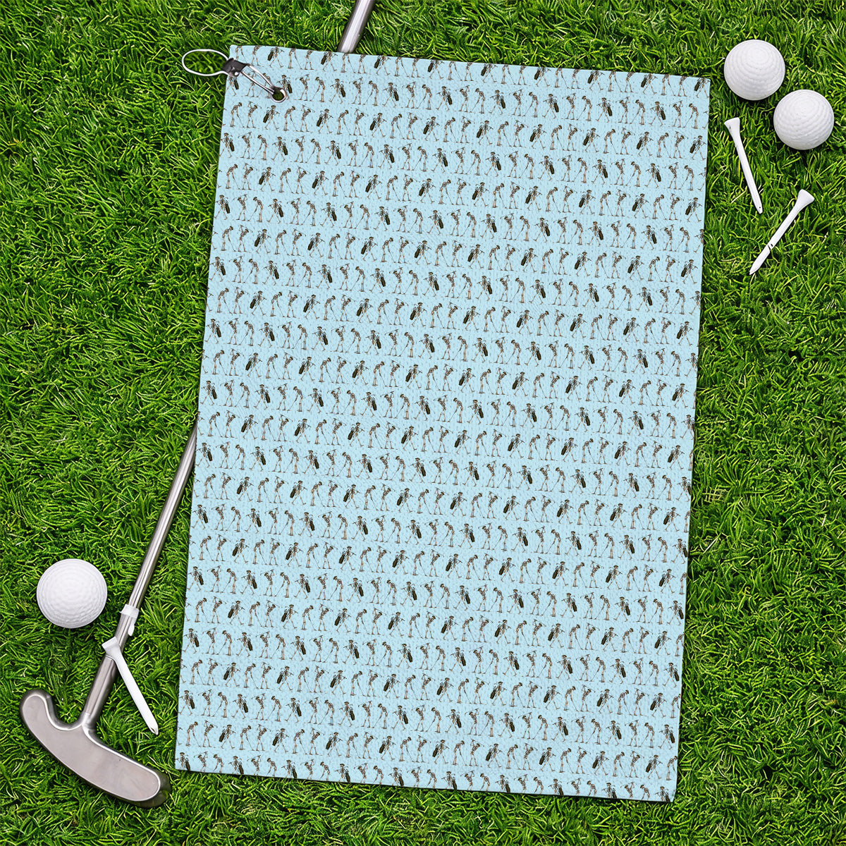 Skeleton Golf Towel, Vintage Skeleton Golf Pattern Towels, Crazy Golf Gift For Golfer