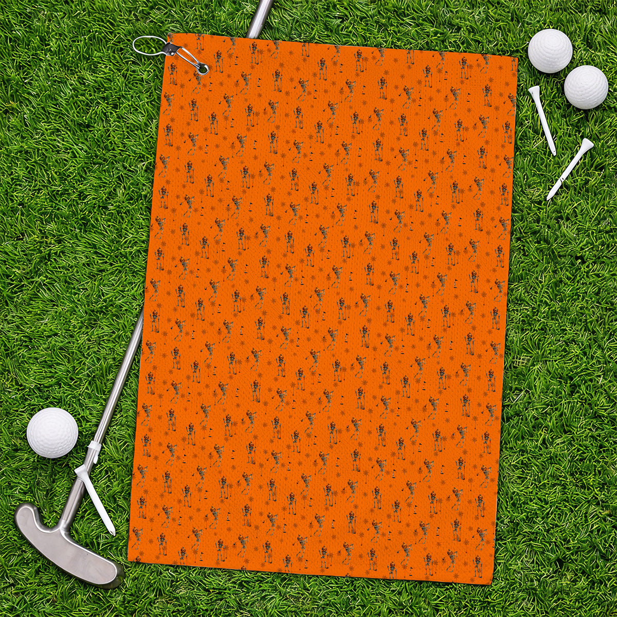 Halloween Skeleton Golf Towel, Pumpkin Head Pattern Golf Towels, Funny Golf Gift for Golfer