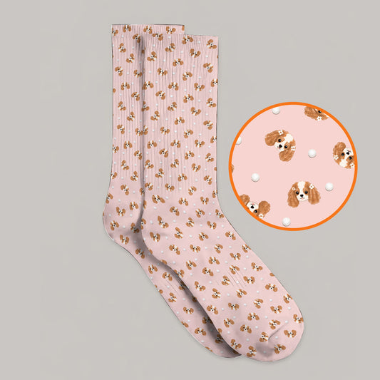 Cavalier King Charles Spaniel Golf Socks, Funny Cute Cavalier Pattern Golf Sock, Golf Gift For Golfer