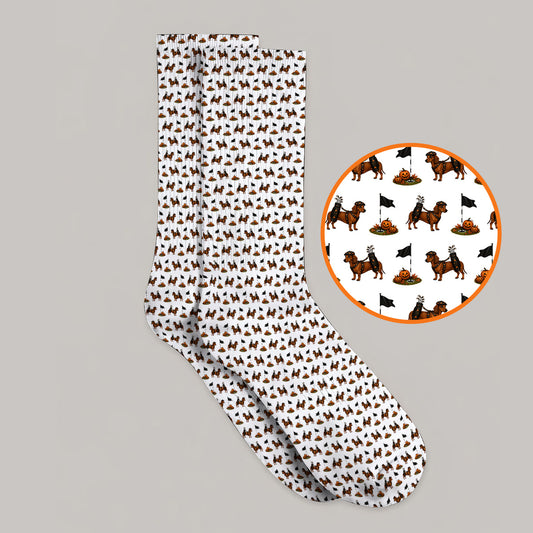 Funny Dachshund Golf Sock, Halloween Wiener Dog Pattern Golf Socks, Golf Gift for Golfer