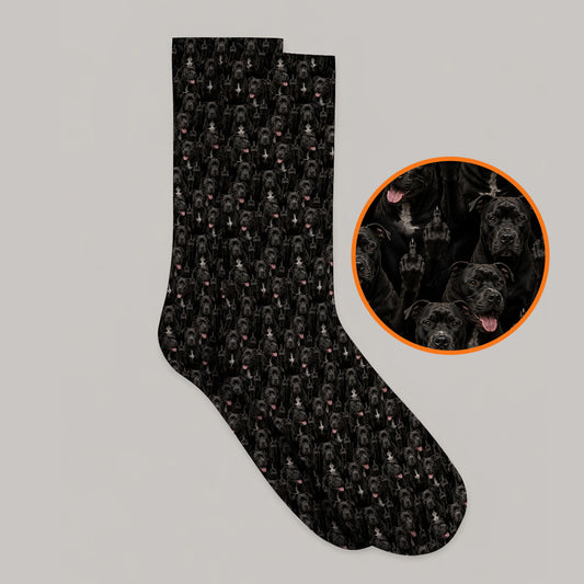 Pit Bull Middle Finger Golf Socks, Funny Pit Bull Pattern Golf Sock for Dog Lovers, Golf Gift For Golfer