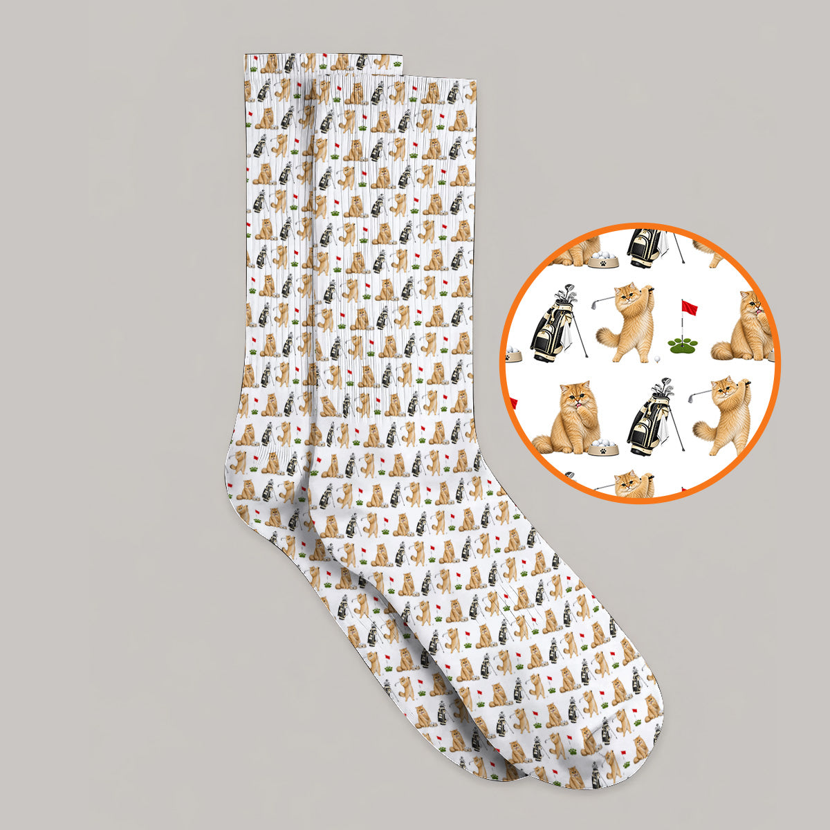 Golden British Longhair Golf Socks, Cute Golden British Longhair Pattern Golf Sock, Golf Gift for Cat Lovers