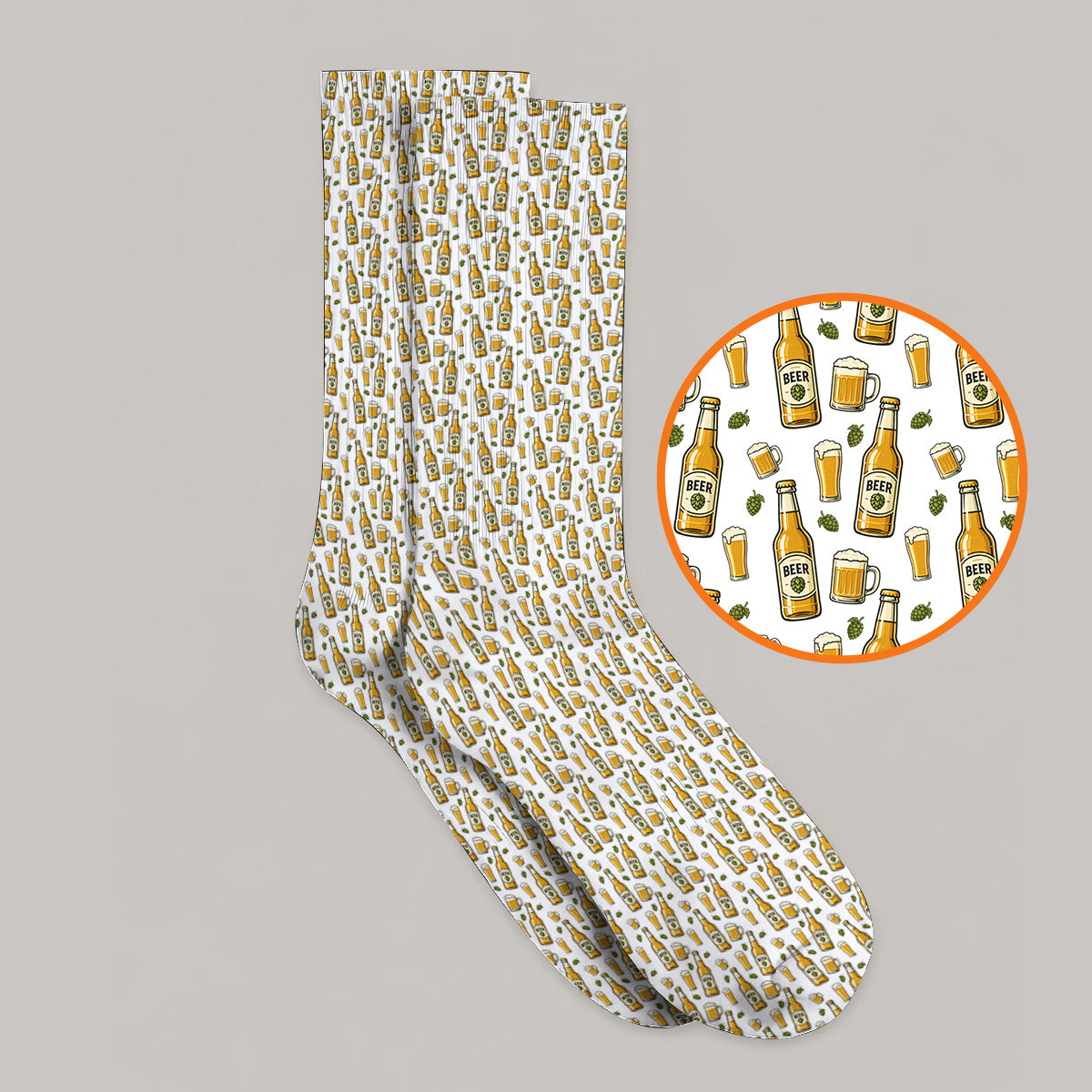 Beer Pattern Golf Sock, Funny Beer Golf Socks, Golf Gift For Beer Lovers