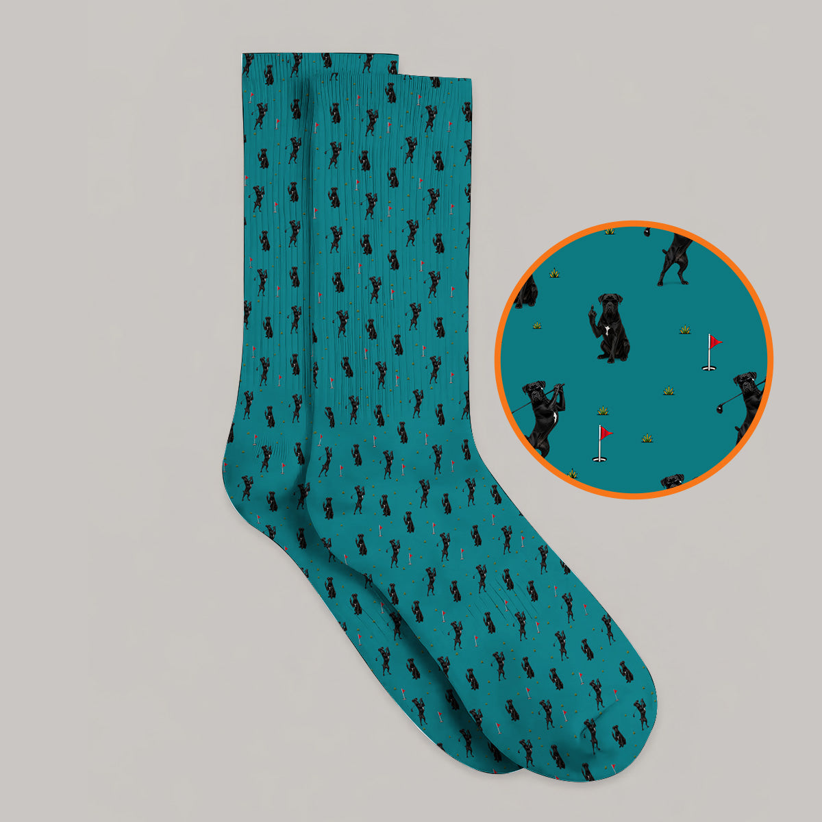Cane Corso Middle Finger Golf Socks, Black Cane Corso Golf Pattern Sock for Dog Lovers, Funny Golf Gift for Golfers