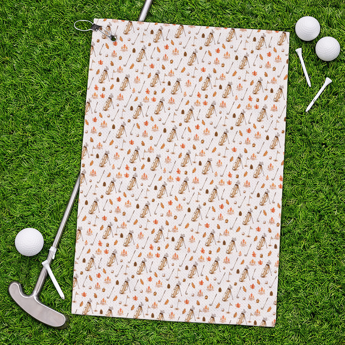 Vintage Squirrel Golf Towel, Autumn Golf Fall Pattern Towels, Golf Gift For Golfer
