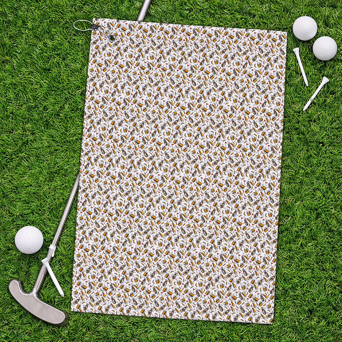 Pattern Golf And Beer Towels, Funny Golf Towel, Golf Gift For Golfer
