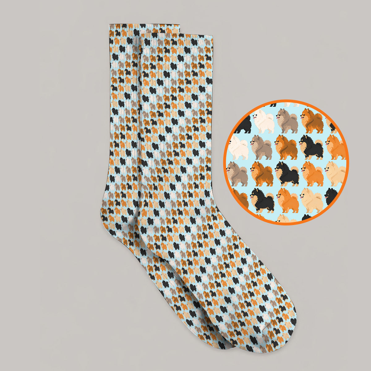 Cute Pomeranian Pattern Golf Socks, Pomeranian Dog Golf Sock, Funny Golf Gift For Golfer