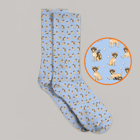 Funny Chihuahua Golf Socks, Cute Chihuahua Pattern Golf Sock for Dog Lovers, Golf Gift For Golfer