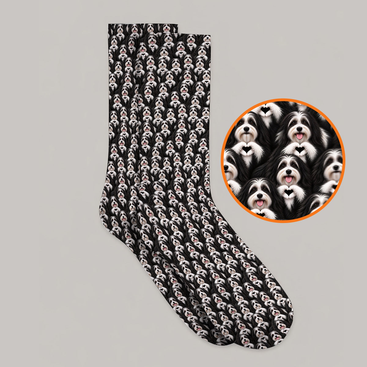 Havanese Dog Pattern Golf Socks, Cute Havanese Lover Golf Sock, Funny Dog Golf Gift For Golfers