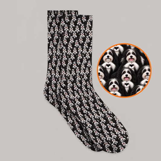 Havanese Dog Pattern Golf Socks, Cute Havanese Lover Golf Sock, Funny Dog Golf Gift For Golfers