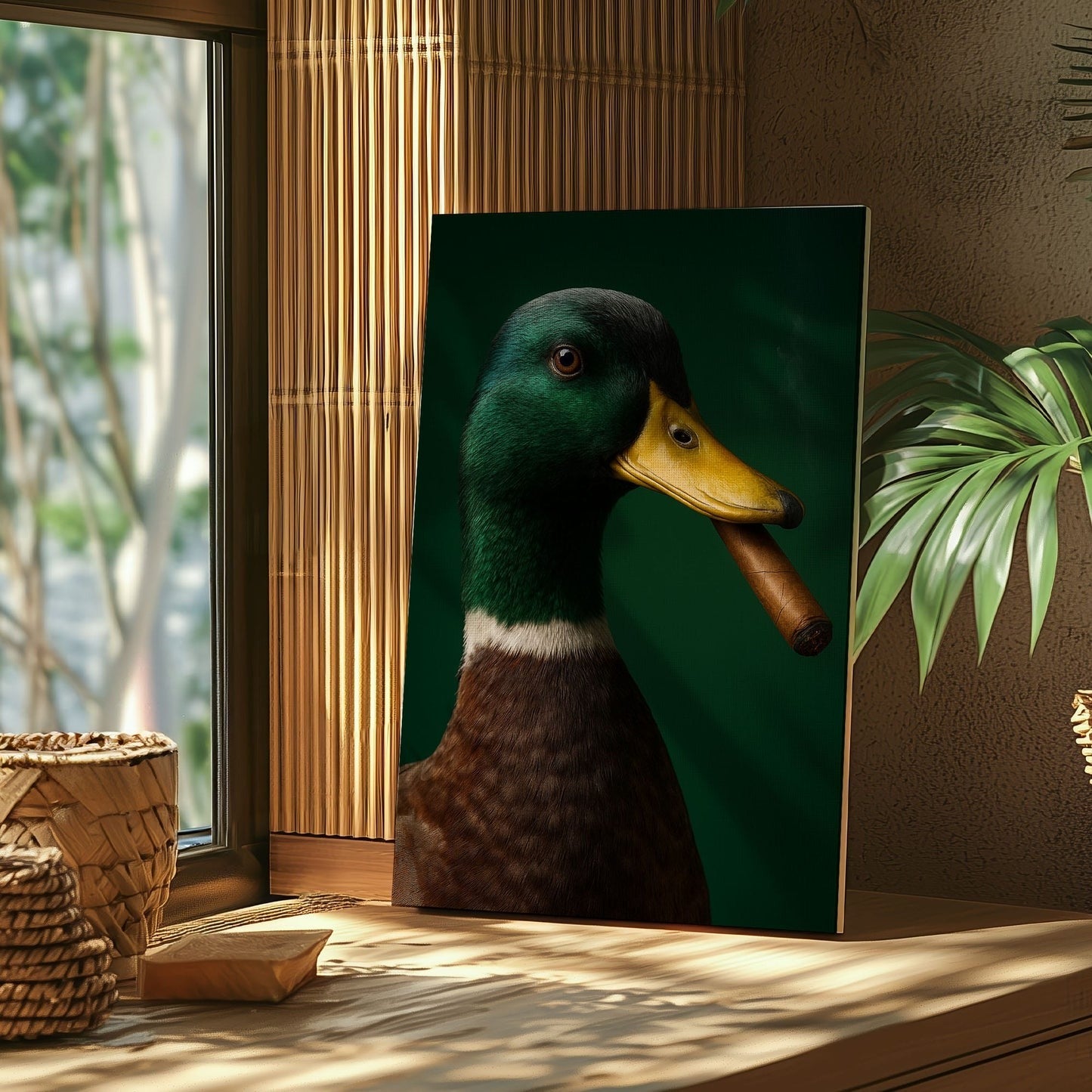 Cigar Duck Canvas, Rustic Hunting Cabin Wall Art, Gift For Man Cave