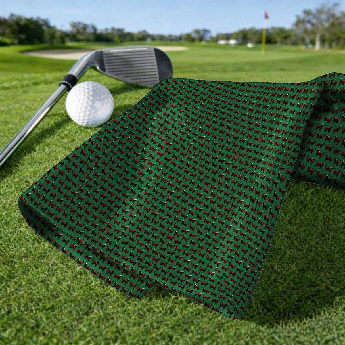 Black Cat Christmas Golf Towels, Crazy Cats Golf Towel For Xmas Holiday, Golf Gift For Cat Loving Golfer