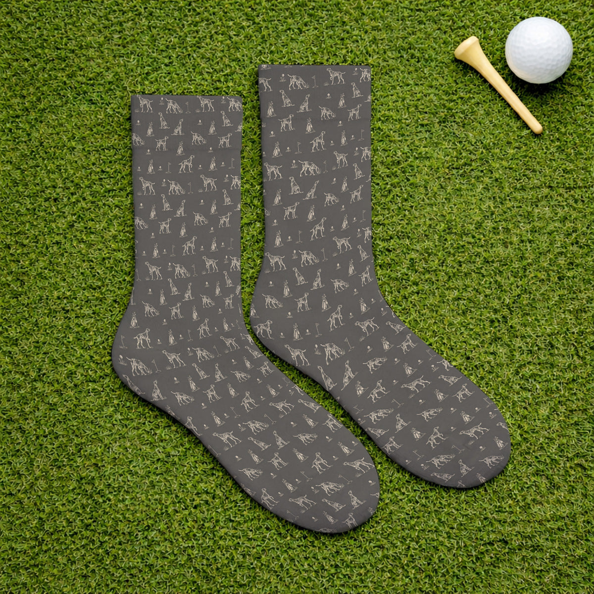 German Shorthaired Pointer Golf Socks, Crazy Pointer Pattern Golf Sock, Golf Gift For Golfer