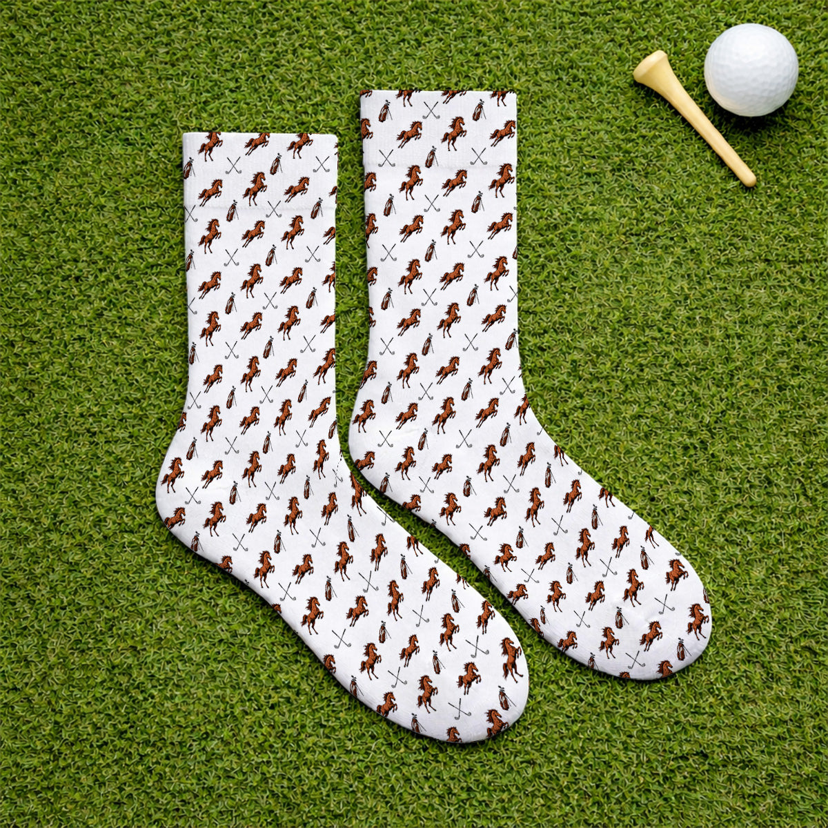 American Quarter Horse Golf Socks, Horse Pattern Golf Sock for Equestrian Lovers, Western Horse Golf Gift for Golfers