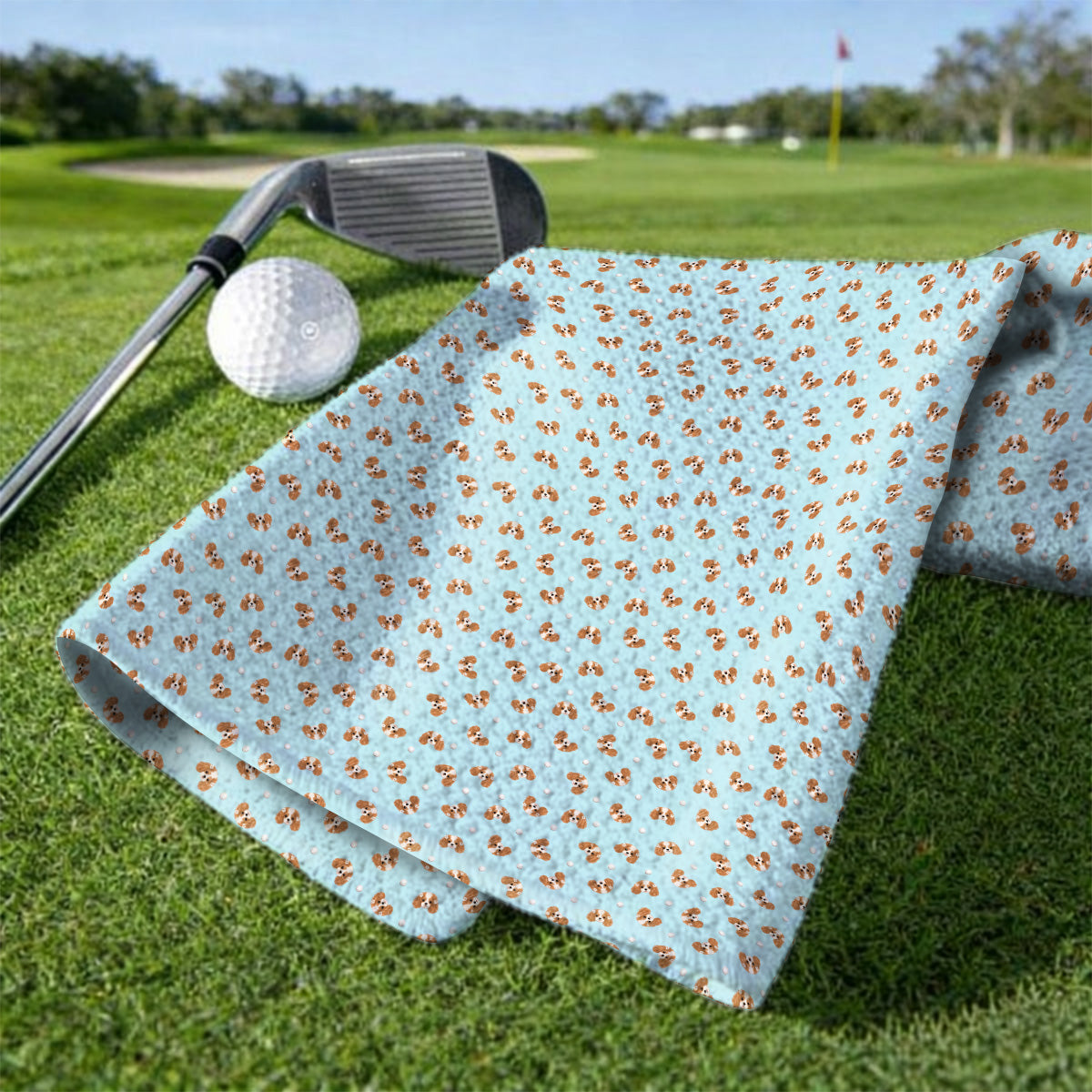 Cavalier King Charles Spaniel Golf Towels, Funny Cute Cavalier Pattern Golf Towel, Golf Gift For Golfer