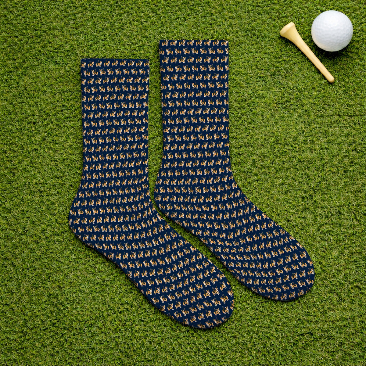 Funny Corgi Golf Socks For Golfer, Corgi Pattern Golf Sock, Dog Lover Golf Gift