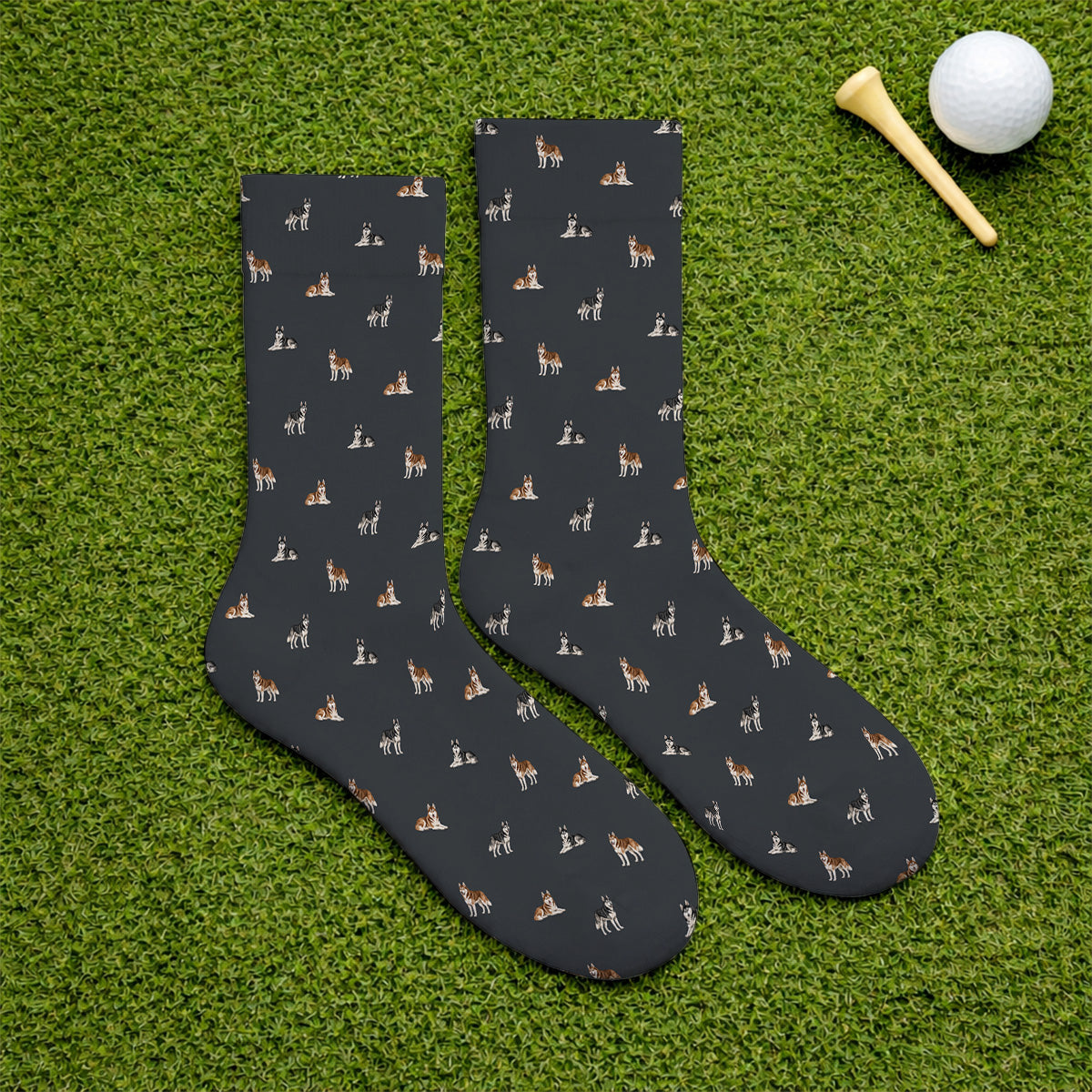 Funny Husky Sibir Golf Socks, Husky Pattern Golf Sock For Golfer, Golf Gift For Dog Lover