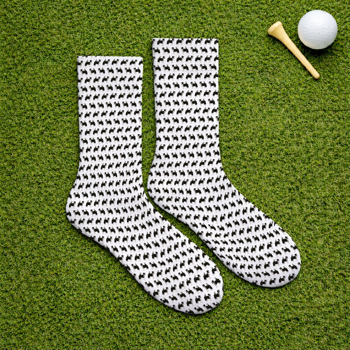 Funny Border Collie Golf Socks, Border Collie Pattern Golf Sock for Golfer, Dog Lovers Golf Gift