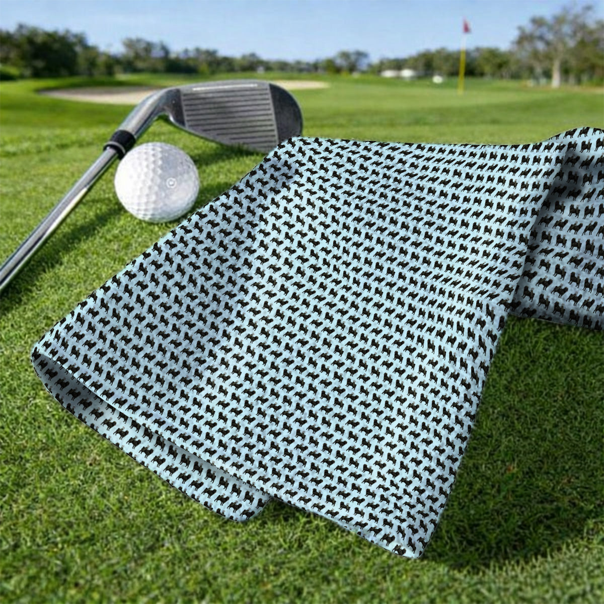 Black Pug Pattern Golf Towels, Funny Pug Golf Towel, Golf Gift For Golfer