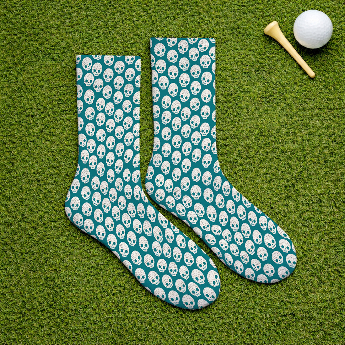 Crazy Skeleton Golf Socks, Skeleton Pattern Golf Sock, Golf Gift For Golfer