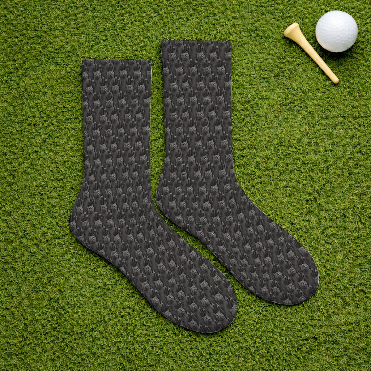 Cat Pattern Golf Socks, Funny Cats Golf Crew Sock, Cat Lover Golf Shirts