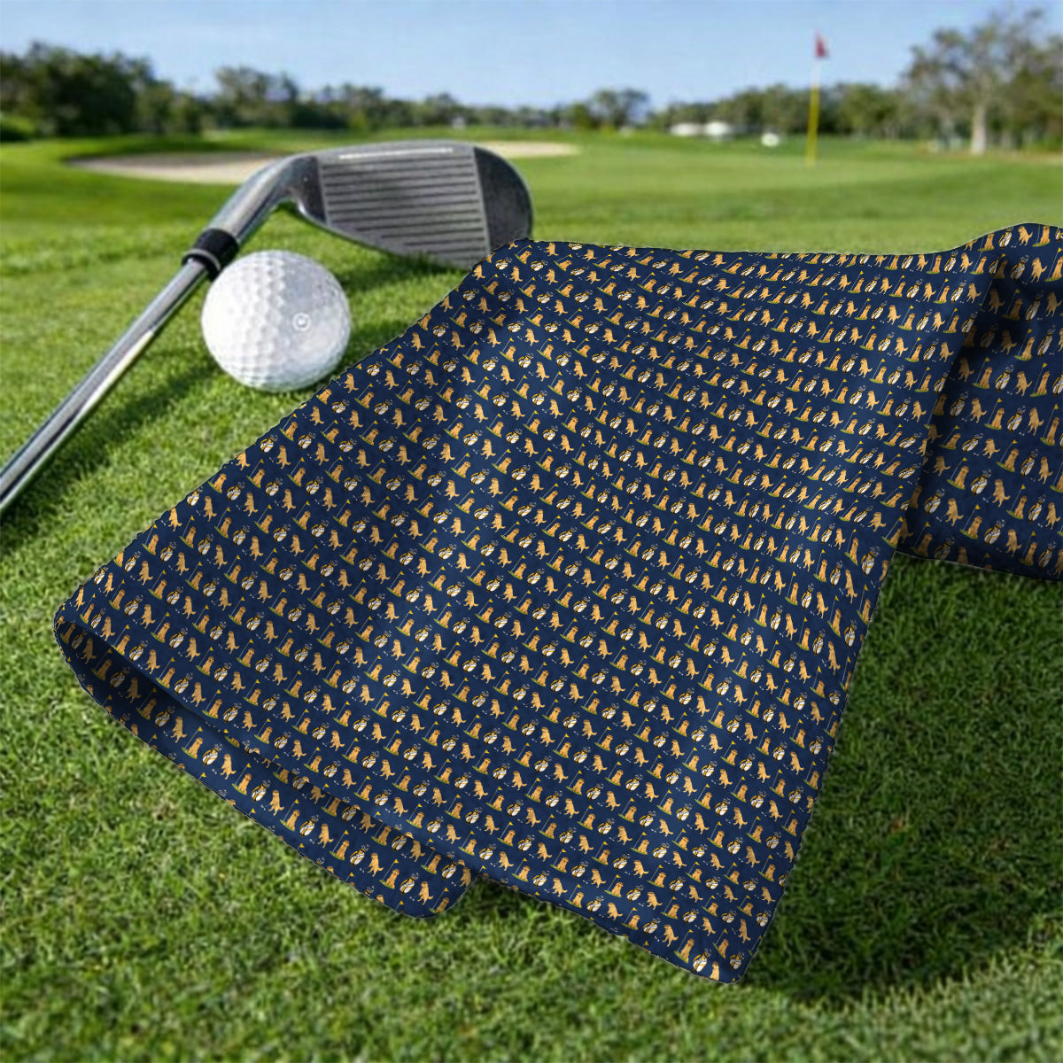 Golden Retriever Pattern Golf Towel, Funny Dog Golf Towels, Crazy Golf Gift For Golfer