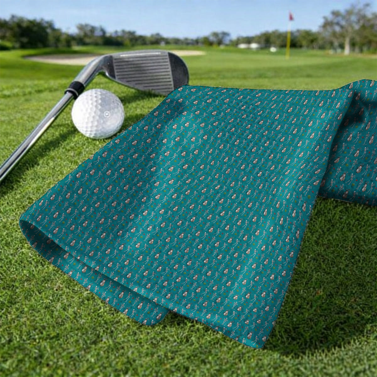 Skeleton Pattern Golf Towel, Funny Skeleton Golf Towels, Golf Gift For Golfer