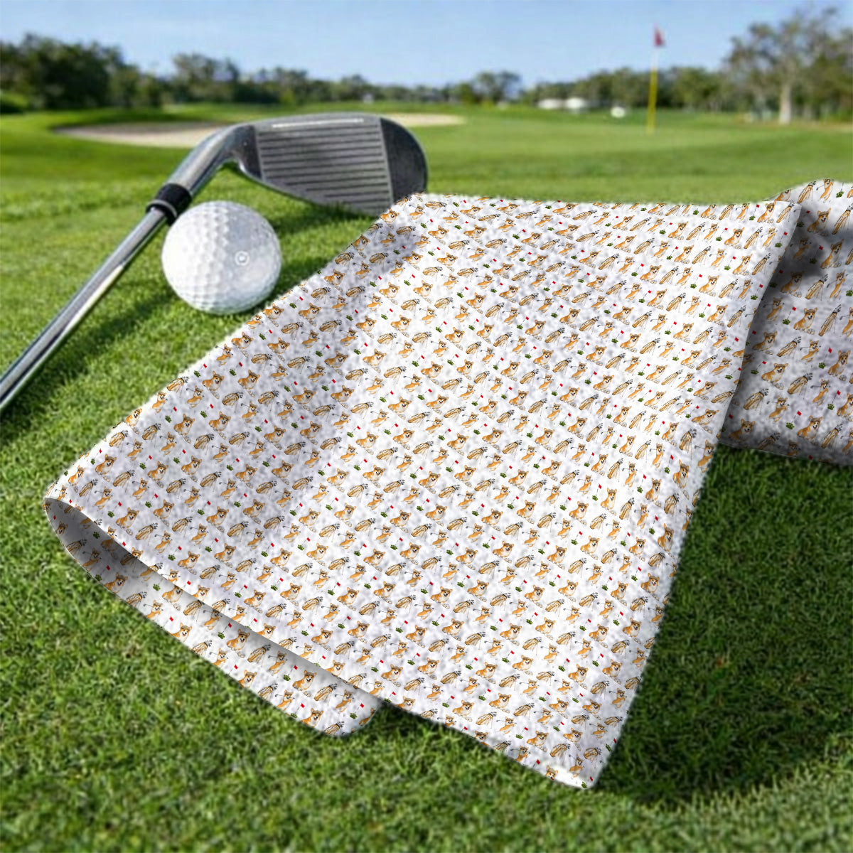Funny Corgi Golf Towel, Corgi Pattern Golf Towels, Dog Lover Golf Gift
