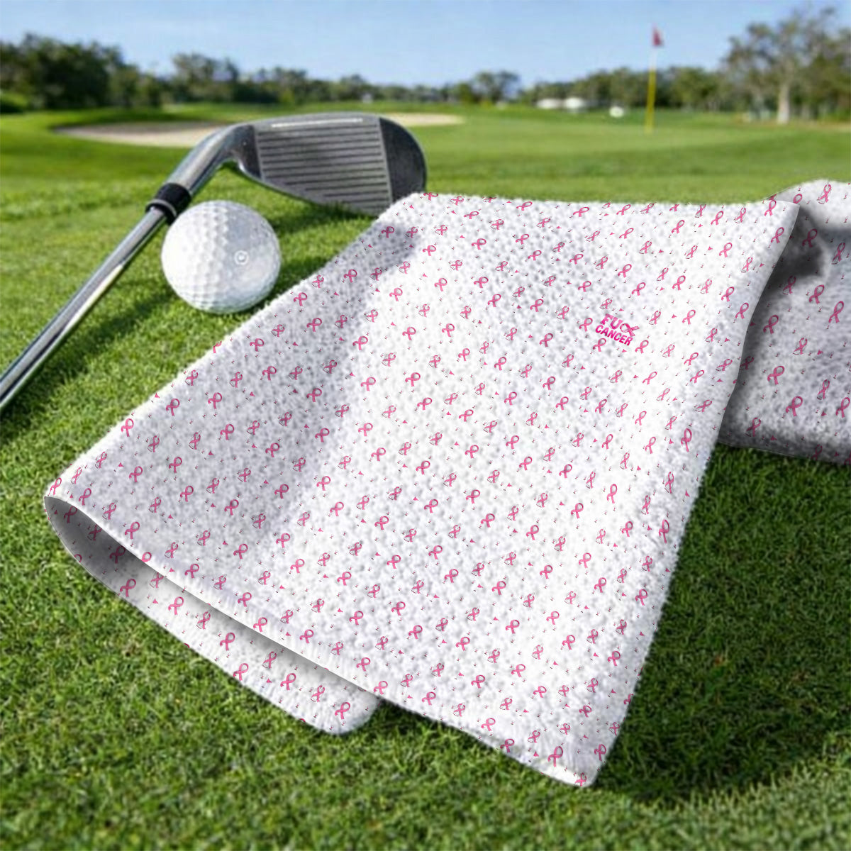 Pink Ribbon Golf Towels, Breast Cancer Awareness Pattern Golf Towel, Supportive Golfer Gift for Golfer