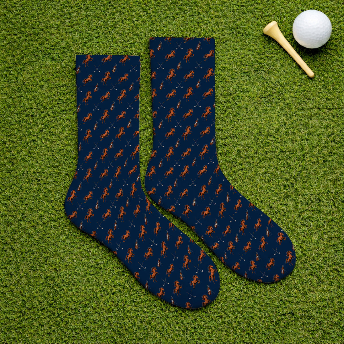 American Quarter Horse Golf Socks, Horse Pattern Golf Sock for Equestrian Lovers, Western Horse Golf Gift for Golfers
