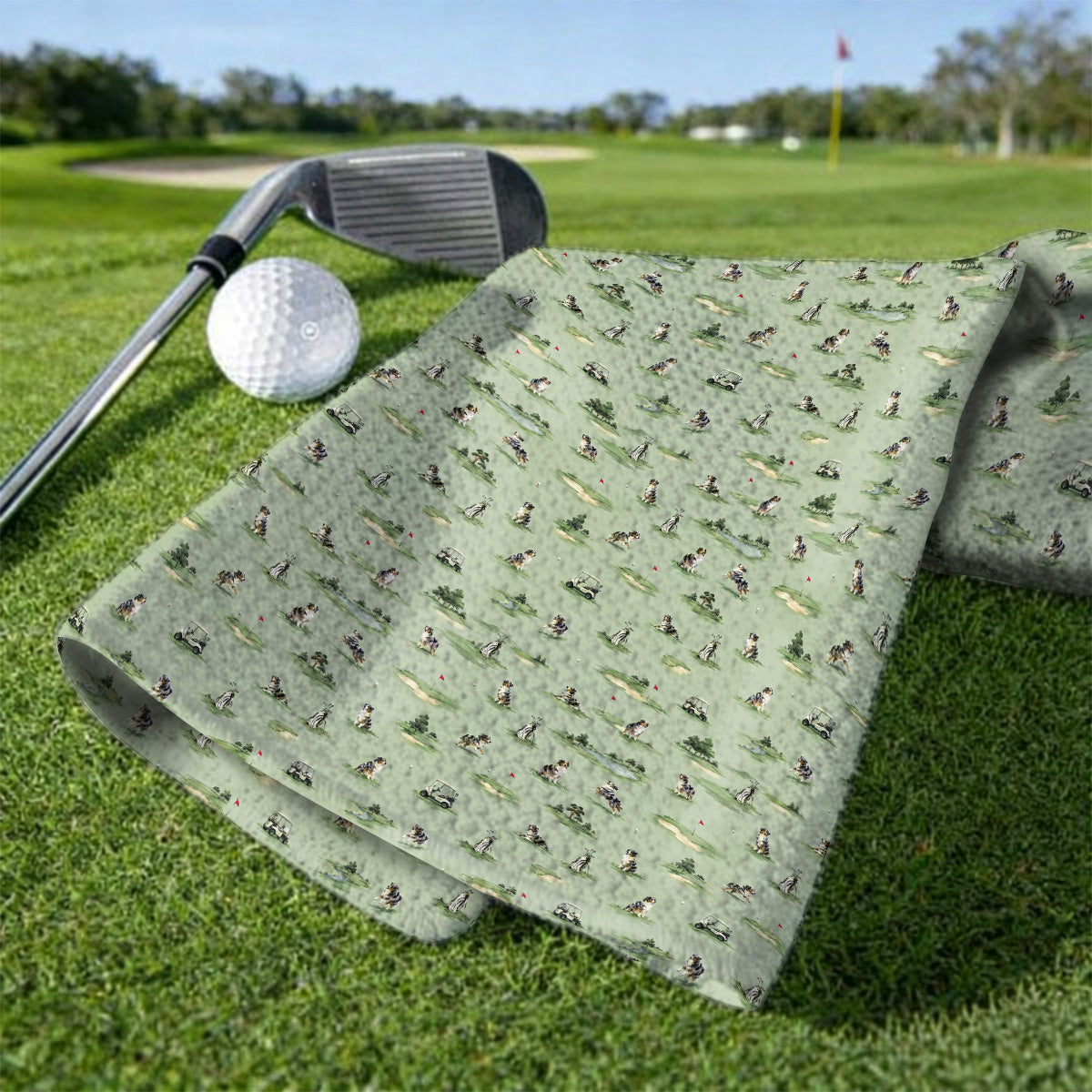 Australian Shepherd Golf Towel, Aussie Dog Pattern Golf Towels, Funny Golf Gift For Golfer