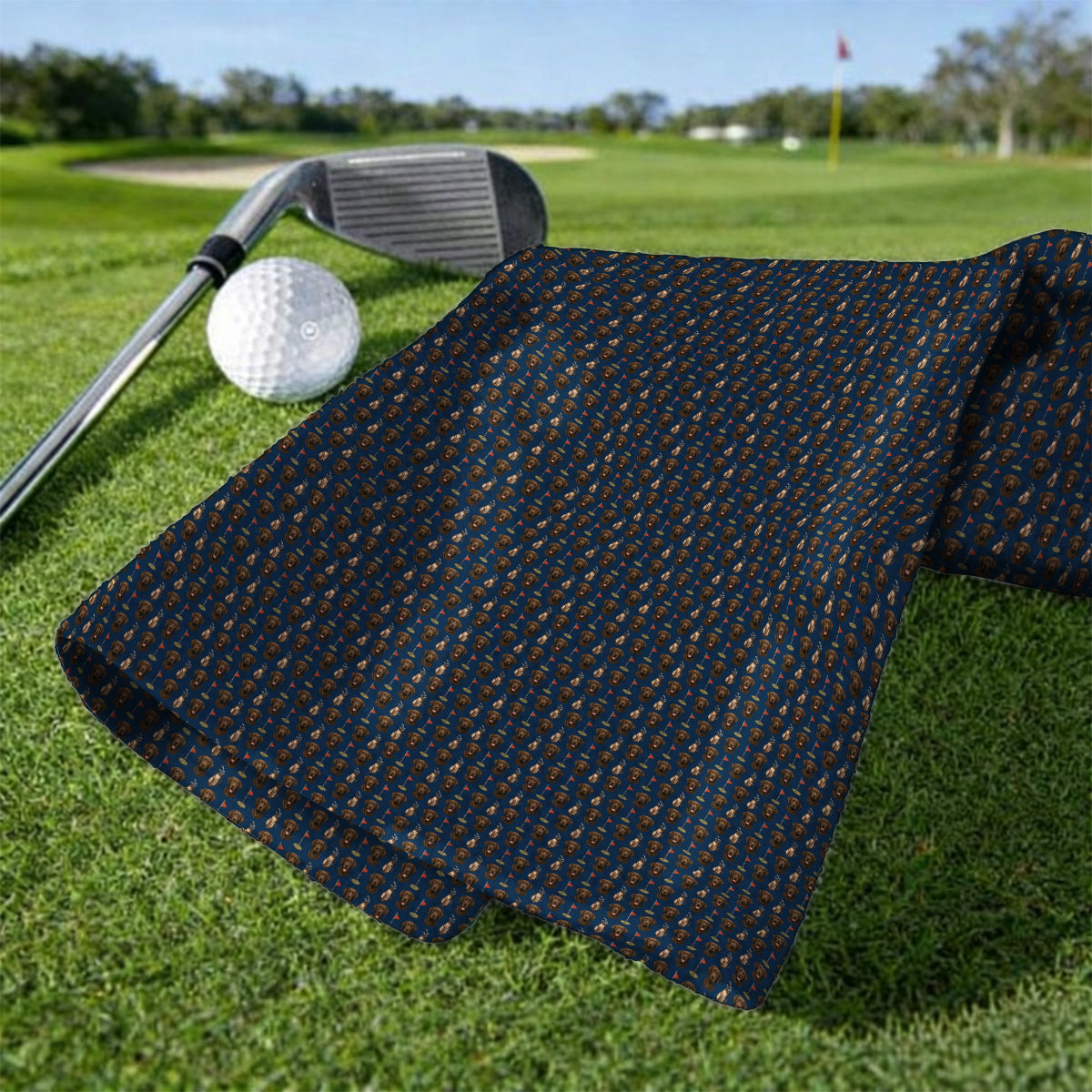 Chocolate Labrador Retriever Golf Towel, Funny Chocolate Lab Pattern Golf Towels, Dog Lover Golf Shirt