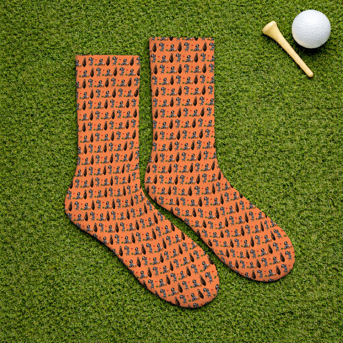 Halloween Dachshund Golf Socks, Skeleton Wiener Dog Pattern Golf Sock, Funny Golf Gift for Golfer