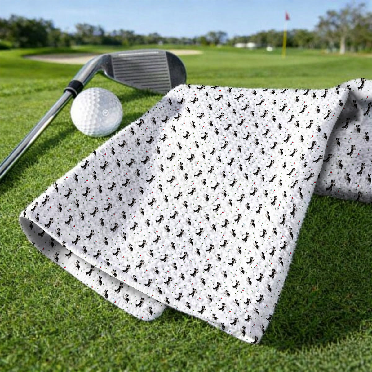 Border Collie Golf Towel, Border Collie Pattern Golf Towels For Golfer, Funny Golf Gift For Dog Lover