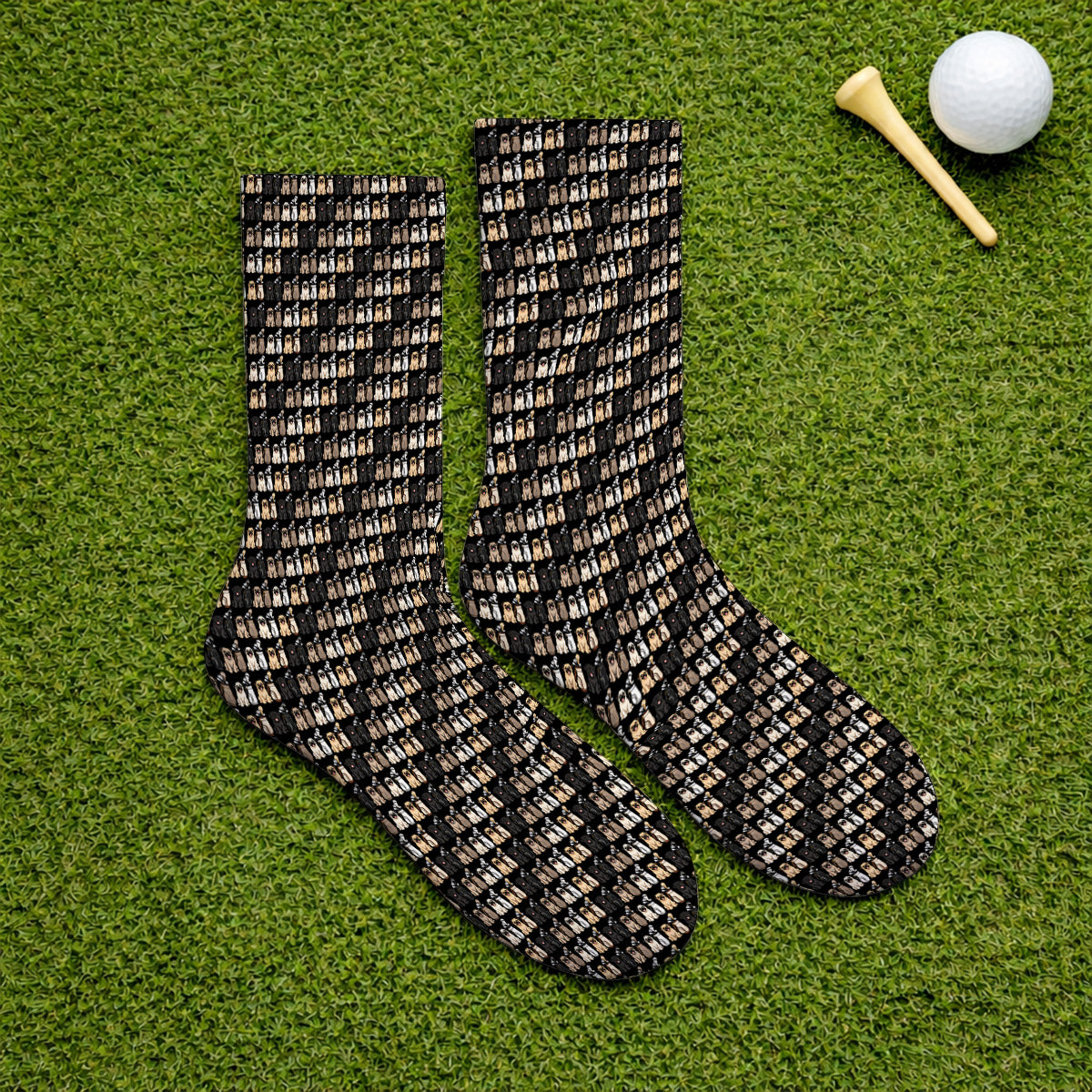 Funny Pug Golf Socks, Pug Pattern Golf Sock For Dog Lovers, Golf Gift For Golfers