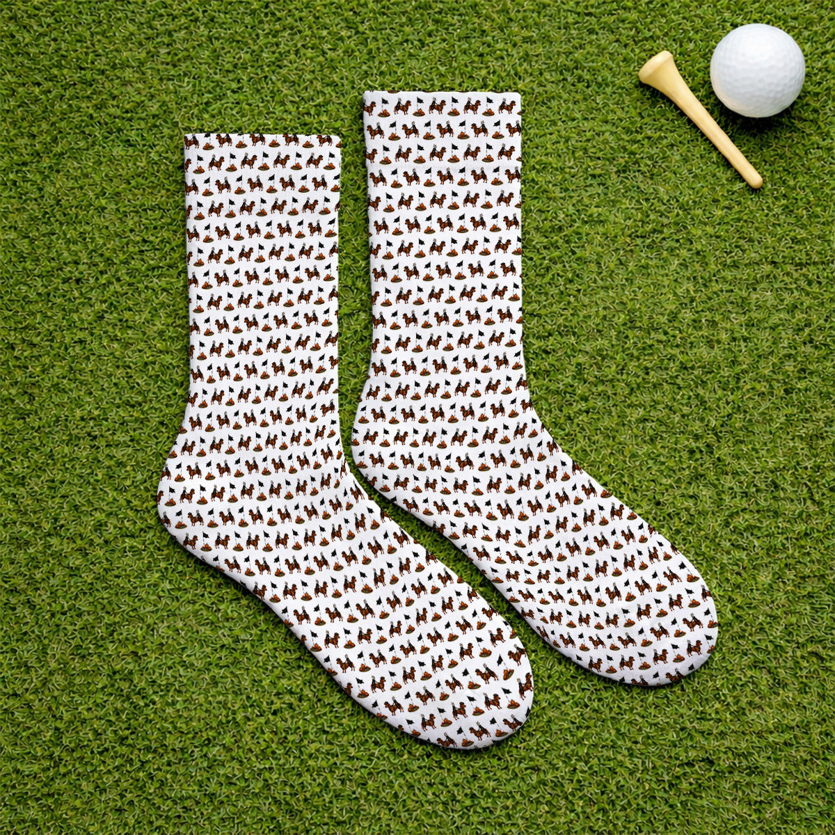 Funny Dachshund Golf Sock, Halloween Wiener Dog Pattern Golf Socks, Golf Gift for Golfer